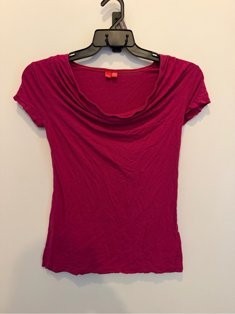 Esprit Short-Sleeve Draped Neck Top - Magenta